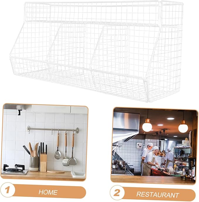 Wall Mount Baskets Wire Baskets for Kitchen Fruit Vegetable Storage Mail Organizer White Compartment