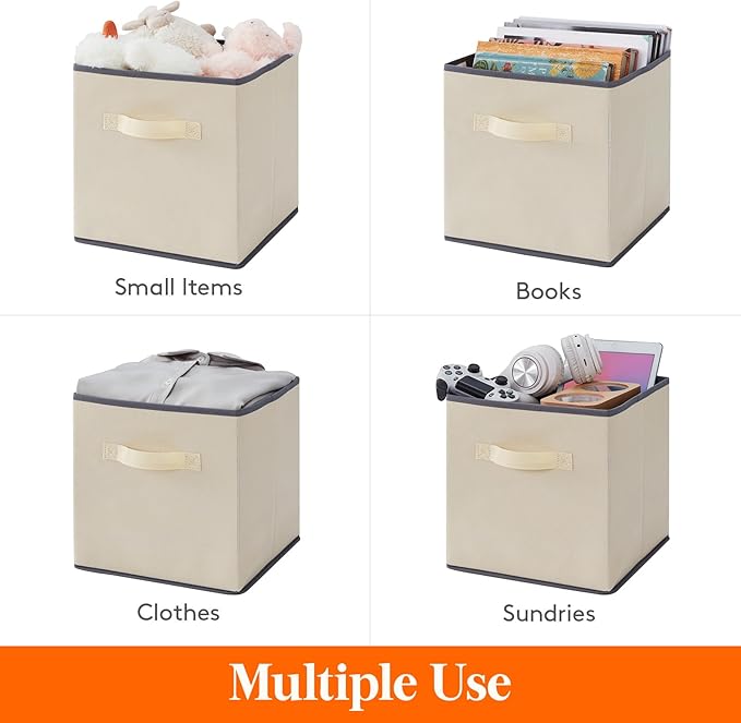 Lifewit Storage Cubes, Foldable Decorative Fabric Storage Baskets for Organizing Home Organizers with Handles for Shelves, Cl