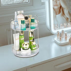 360 Rotating Makeup Organizer, 2 Tier Lazy Susan Bathroom Counter Organizer, Skincare Organizers, Spinning Perfume Organizer 