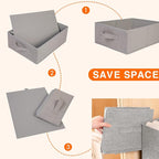 JAKAGO Fabric Storage Bins set of 4 Rectangle Storage Baskets with Handle Foldable Closet Organizer for Clothes Towel bedding