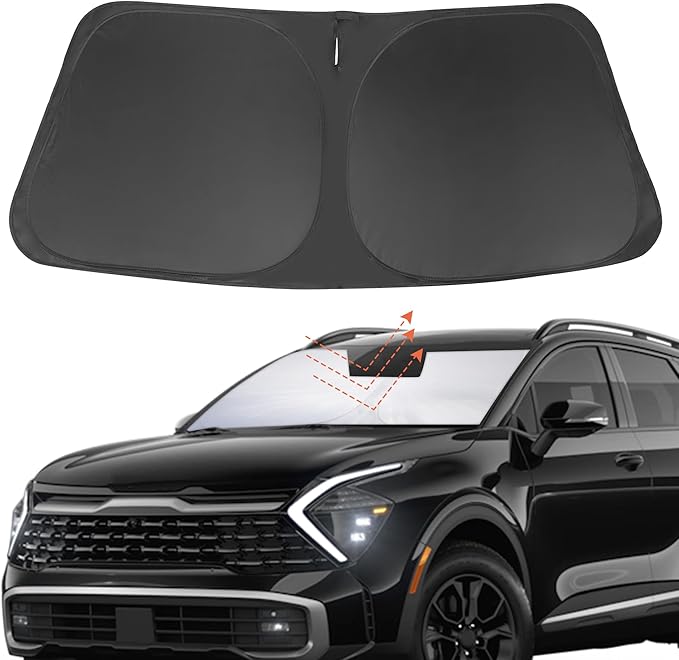 Front Windshield Sun Shade Foldable Car Front Window Sun Shade Windshield Shade Custom Fit for 2023-2026 Kia Sportage Block UV Rays Heat Keep Car Cooler