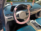 Fashion Cat Ear Leather Steering Wheel Cover Women Girl 15"(38cm) Universal Fit Auto D Shaped Leather Steering Wheel Covers (