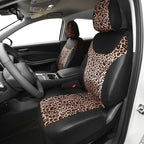 AUTOFAN Universal Fit Front Car Seat Covers (2-Pack) – Premium PU Leather with Leopard Print Design, Airbag Compatible, Easy 