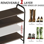 INGIORDAR Shoe Rack 4 Tier Long Storage Organizer Wide Metal Shoe Shelf for Closet Entryway Brown