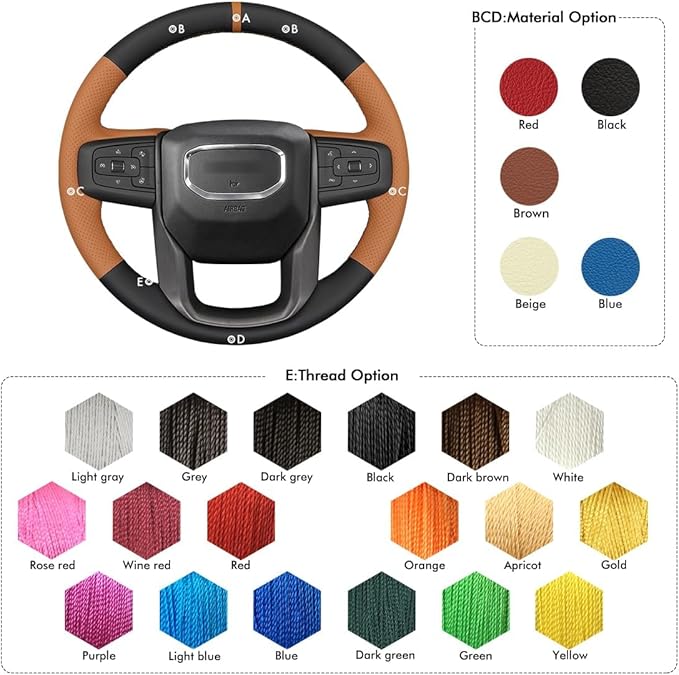 MEWANT Steering Wheel Cover for GMC Sierra Steering Wheel Cover for GMC Sierra 1500 / Sierra 1500 Limited/Sierra 2500 / Sierra 3500/ Yukon (XL) Hive Microfiber Leather