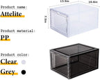 Attelite Shoe Box,Set of 6,Stackable Plastic Clear Shoe Box Organizer with Magnetic Door,Shoe Storage Box Thicken Sturdy,Easy