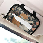 Car Tissue Holder Car Visor Organizer Tissue Box Holder for Car Sun Visor Organizer with Car Vehicle Accessories Essentials Interior for Women Men Forest Fox Bunny Flowers Green