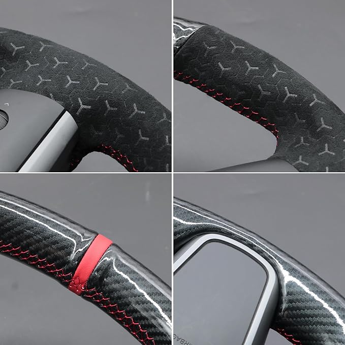 MEWANT Hand Stitched Steering Wheel Cover for Tesla Model 3 2017-2023 / Model Y 2020-2023 for Tesla Model 3/Y Accessories
