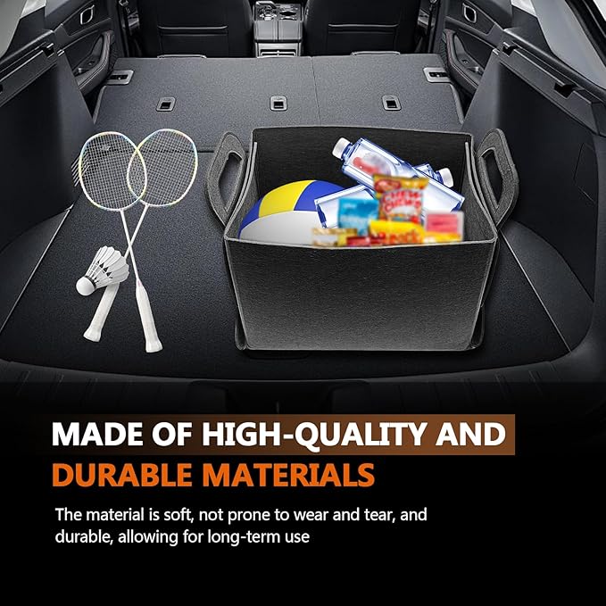 Felt Car Trunk Organizer, Foldable Vehicle Storage Box, Large Capacity Multi-Purpose Automotive Interior Accessories for Cars, S