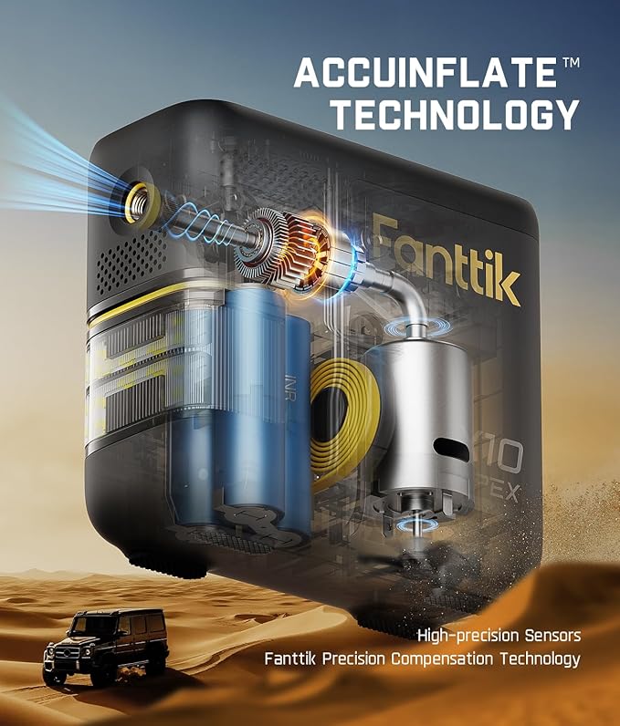 Fanttik X10 APEX Tire Inflator Portable Air Compressor, 35s Fast Inflation, 150 PSI Cordless Tire Inflator with Digital Pressure Gauge, Car Air Pump for MPV, SUV, Bikes, Motorcycles, Balls