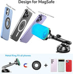 Coolpow for MagSafe Car Mount Charger【Ultra Magnet】 Magnetic Phone Holders for Your Car Charger【Windshield+Vent+Dash】 Magnetic Wireless Car Phone Holder Charger Car Mount for iPhone 17 (Carbon Fiber)