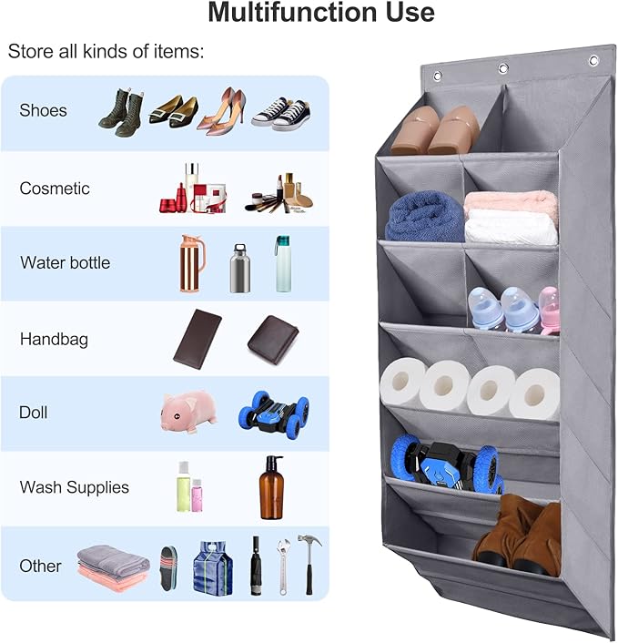 FENTEC 2 Pack Over the Door Shoe Organizer, Hanging Shoe Organizer, 6-Tier Large Deep Pockets Door Shoe Rack with 3 Hooks Sho