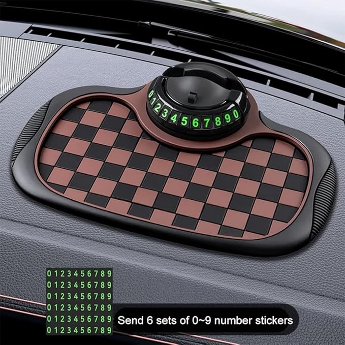 Multifunction Car Anti-Slip Dashboard Mat Sunglasses Holder Rotatable Anti Skid Car Dashboard Pad with Temporary Parking Numb