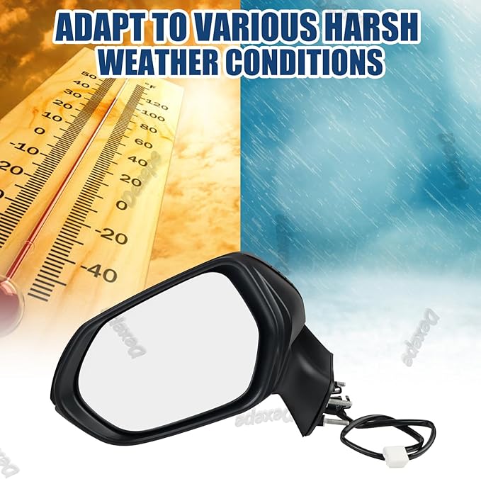 Driver Side Mirror Assembly Compatible with Toyota Corolla 2020-2025 Non-heated Power Adjustable Glass Replace 8794012F80, TO1320391, 8794002916, 8794002928 Black (3Pin Left)