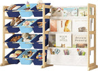EXPERLAM Toy Storage Organizer with Bookshelf - 12 Storage Bins 4-Tier Multipurpose Shelf to Organize Toys and Books for Kids