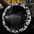 Cow Print Steering Wheel Cover with Silicone Inner Ring, Non-Toxic, Odorless Silicone Leather with Non-Fading Cow Pattern for