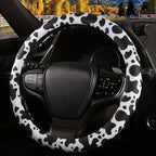 Cow Print Steering Wheel Cover with Silicone Inner Ring, Non-Toxic, Odorless Silicone Leather with Non-Fading Cow Pattern for