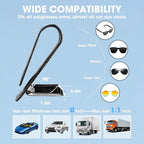 Sunglasses Holder for Car, One-Handed-Operation Leather Sunglasses Clip for Car Sun Visor, 2Pack Sturdy Eyeglasses Holder and Ticket Card Clip, Auto Interior Car Visor Accessories (Black)