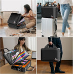 5200℉ Fireproof Document Box with lock, Hard-Shell Case File Organizer with 24 Pocket Accordion File Folder, Portable Safe Bo