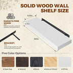 Floating Wall Shelves 30x6.8x1.7 Inch – Solid Wood Rustic Shelves in White Finish – Wall Mounted Heavy Duty Display Shelf for