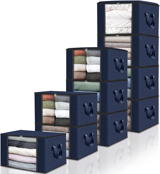 Fab totes Storage Bags,Clothes Blanket Storage Bins Foldable Closet Organizers with Reinforced Handle for Home Dorm Storage a