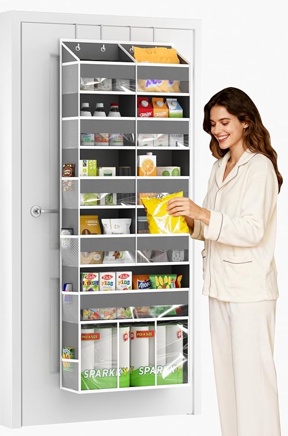 Over the Door Hanging Organizer - Hanging Closet Organizer and Storage with Large Pockets, Swing-proof Behind The Door Organi