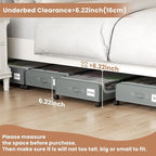 Under Bed Storage Containers with Clear Lid, Large Under Bed Storage with Wheels,6.22"H Under Bed Containers Rolling Under Be