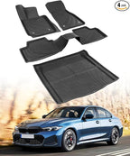 XPE Floor Mats Cargo Liner for BMW 3 Series 330i M340i Sedan 2019-2025/for BMW 330e 2021-2025 All-Weather Protector Heavy Duty Mat for 3 Series 2020 2022 2023 2024 Car Accessories