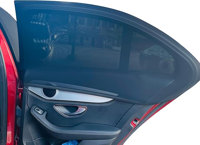 2Pack car side window sunshades,Premium rear privacy screens for SUV,Sedans,Truck van,Double layer breathable elastic spandex mesh,bug Insect Protection,Outdoor camping travel essential(Max43.5*30.5")