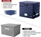 DocSafe File Box with Lock,Multi-Layer Fireproof Document Box Collapsible File Storage Organizer with Pockets/Handle,Large Po