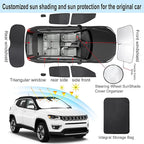 TINGLU Window Shades for Jeep Compass 2017-2024 Accessorie Car Side Full Windows Rear Triangular Windshield Sun Shade Sun UV Rays & Privacy Protection for Camping,Napping,and Relaxing 8PCS