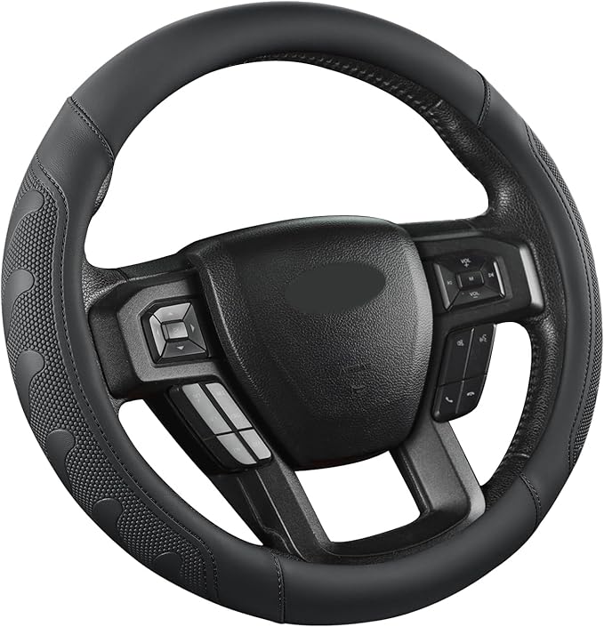 GIANT PANDA Car Steering Wheel Cover for Ford - F150 F250 F350 Expedition, (15.5-16 inches - Black)