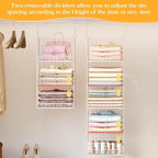 Yuyetuyo ﻿5 Tier Hanging Closet Organizer Separable Hanging Closet Shelves with 4 Hooks 2 Adjustable Dividers, Wire Storage B