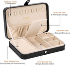 LANDICI Small Jewelry Box for Women Girls, PU Leather Travel Jewelry Case, Portable Jewelry Organizer Storage Holder Display 