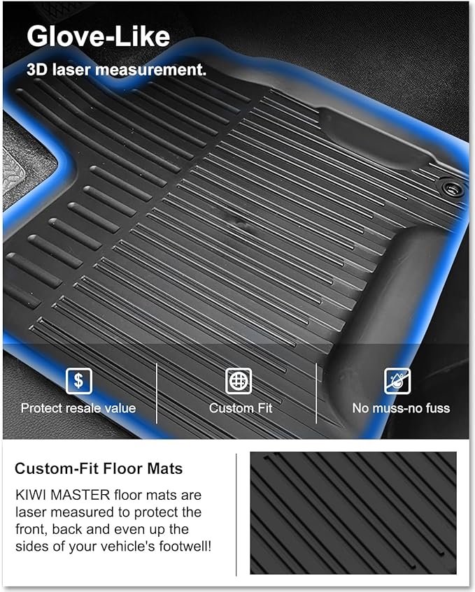 KIWI MASTER Floor Mats & Cargo Mat for 2016-2022 Honda Pilot, OEM Replacement 08P17-TG7-300 08U45-TG7-100, All Weather Car Mats, Custom Fit TPE Floor Liners, Front & Rear & Trunk Mat Set, Black