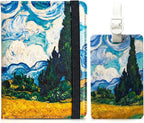 Cartoon Passport Holder and Luggage Tag Set Artistic PU Leather Passport Cover Wallet with Funny Luggage Tag for Travel Suitc