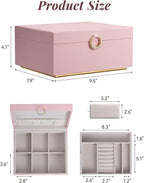 pickpiff 2 Layer Jewelry Box Organizer for Women, Jewelry Organizer with Handle & Removable Tray, Necklace Holder Ring Earrin