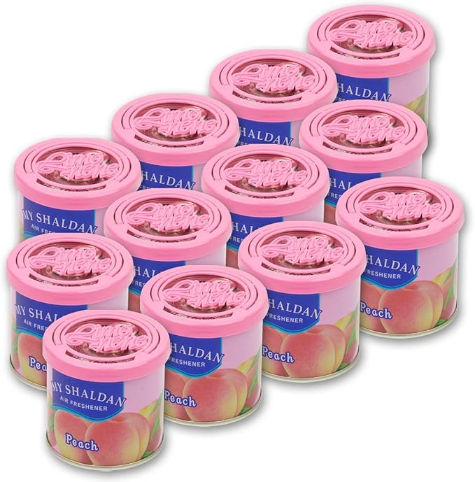 Auto Dynasty My Shaldan Japanese Car Cup-Holder Natural Air Freshener Cans, Peach Scented, Pack of 12