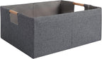 Fabric Storage Bin Box Foldable Collapsible Storage Basket with Wooden Handles Rectangular Cube Decorative Home Nursery Organ