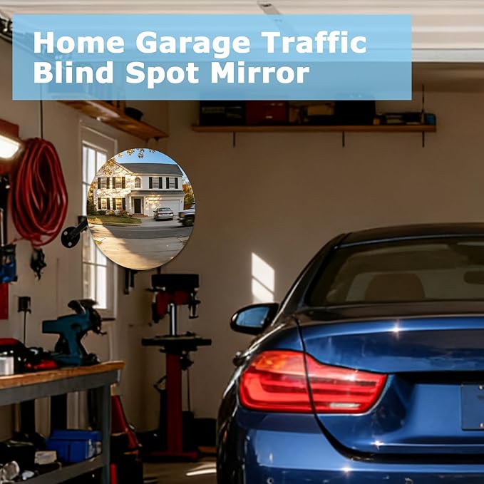 2 Pack Convex Mirror 11.65" Adjustable Acrylic Wide Angle View Traffic Mirror for Bedroom Enhanced Security Coverage in Warehouses, Garage Parking, and Addressing Indoor Corner Security