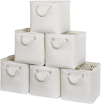 11 x 11 Inch Storage Cubes, 6 Pack Large Collapsible Fabric Storage Bin with Ropes, Foldable Storage Cubes for Home, Office,C