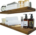 BGMG Wood Floating Shelves for Wall 24 inch Set of 2, Rustic Wooden Wall Mount Shelves for Bathroom Living Room Bedroom Kitch