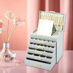 BOOVO Jewelry Boxes for Women, White and Black 6 Layer Large Jewelry Box for Necklace, Bracelet, Earrings, Rings Storage, Jew