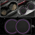 NBTEPEM 10 Pcs Car Floor Mats Full Set Car Accessories, Microfiber Leather Steering Wheel Covers 14.5-15 inch, Center Console Cover, Seat Belt Pads, Cup Coasters, Universal Interior Decor(Purple)