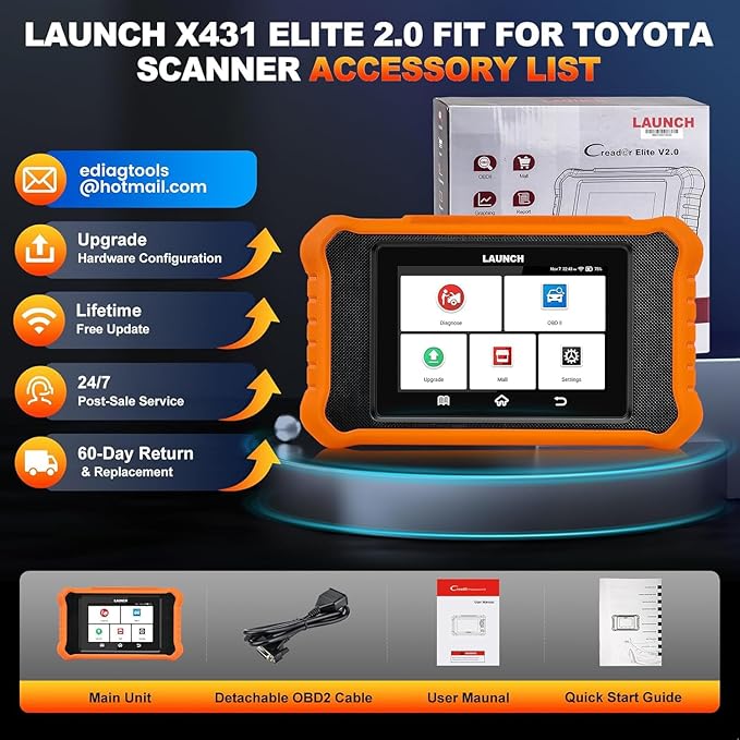 2026 LAUNCH Creader Elite V2.0 fit for Toyota Lexus Bi-Directional Scan Tool, Full System OBD2 Scanner, All Reset Service Code