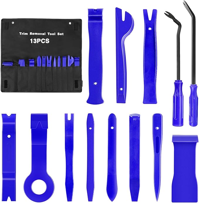 GOOACC 13PCS Nylon Trim Removal Tool Set for Bumper Fastener Rivet Clips Car Clip Panel Audio Video Dashboard Dismantle Blue