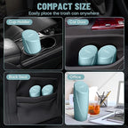 Car Trash Can Bin with Lid - Car Garbage Can Cup Holder - Dark Green Mini Leakproof Vehicle Trash Garbage Can Bin with 20pcs Trash Bags-Car Organizers and Storage for Front Back Seat Accessories