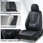 Coverado Front Seat Covers, Car Seat Covers Front Seats, Nappa Leather Seat Covers for Cars, Waterproof Seat Covers with Lumb