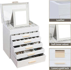 BOOVO Jewelry Boxes for Women, White and Black 6 Layer Large Jewelry Box for Necklace, Bracelet, Earrings, Rings Storage, Jew