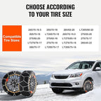 VEVOR Tire Chains, Snow Chains for Cars SUV Pickup Trucks, 2 Pack Adjustable Snow Tire Chains Compatible with Tire Width 245 